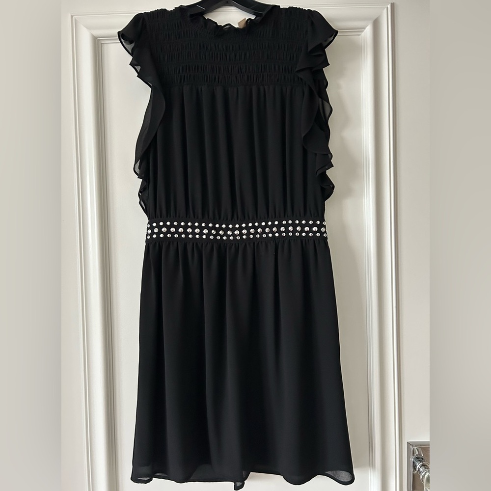 Michael Kors Black Ruched Cocktail Dress